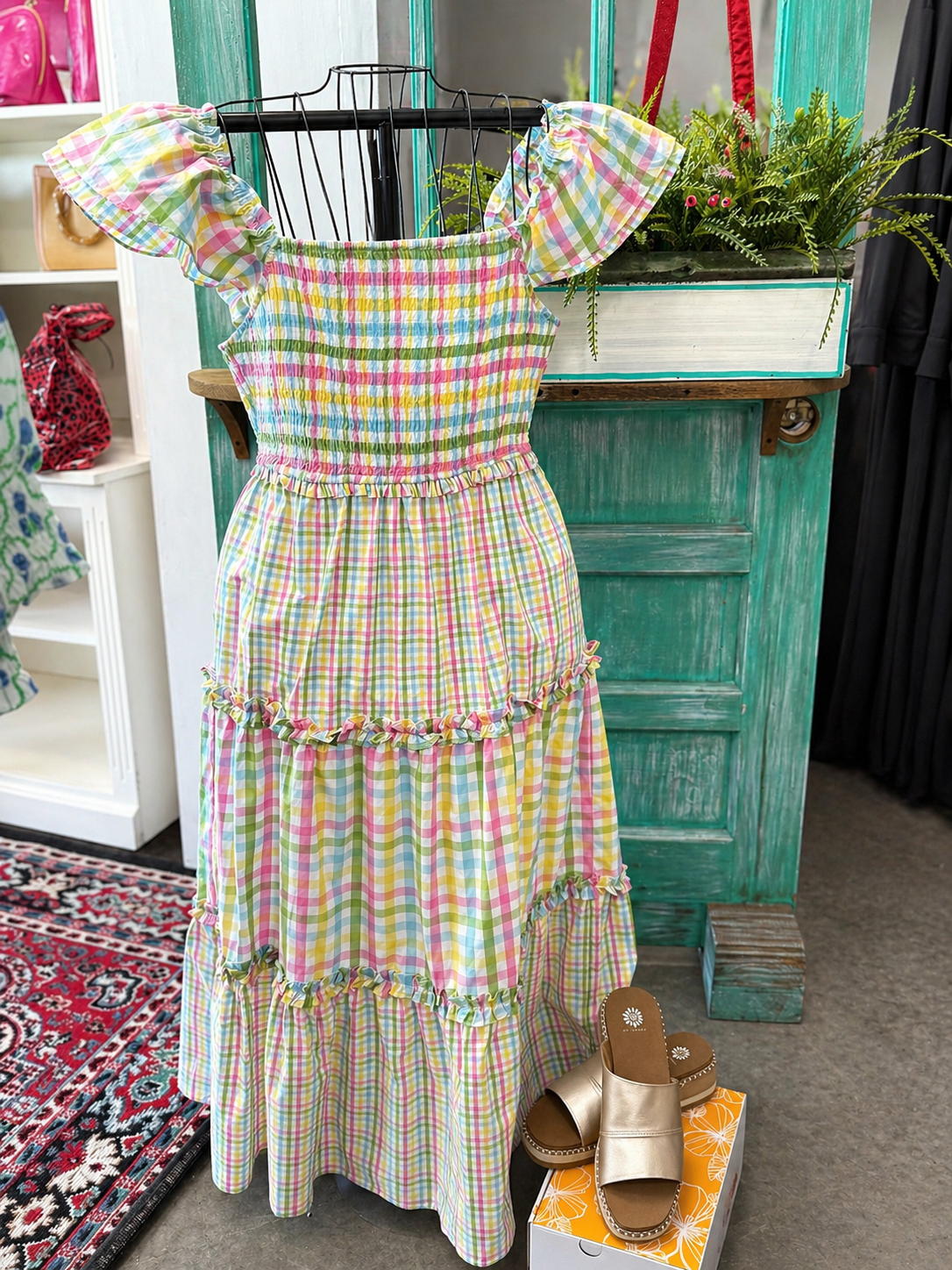 The Gingham Glow Midi Dress