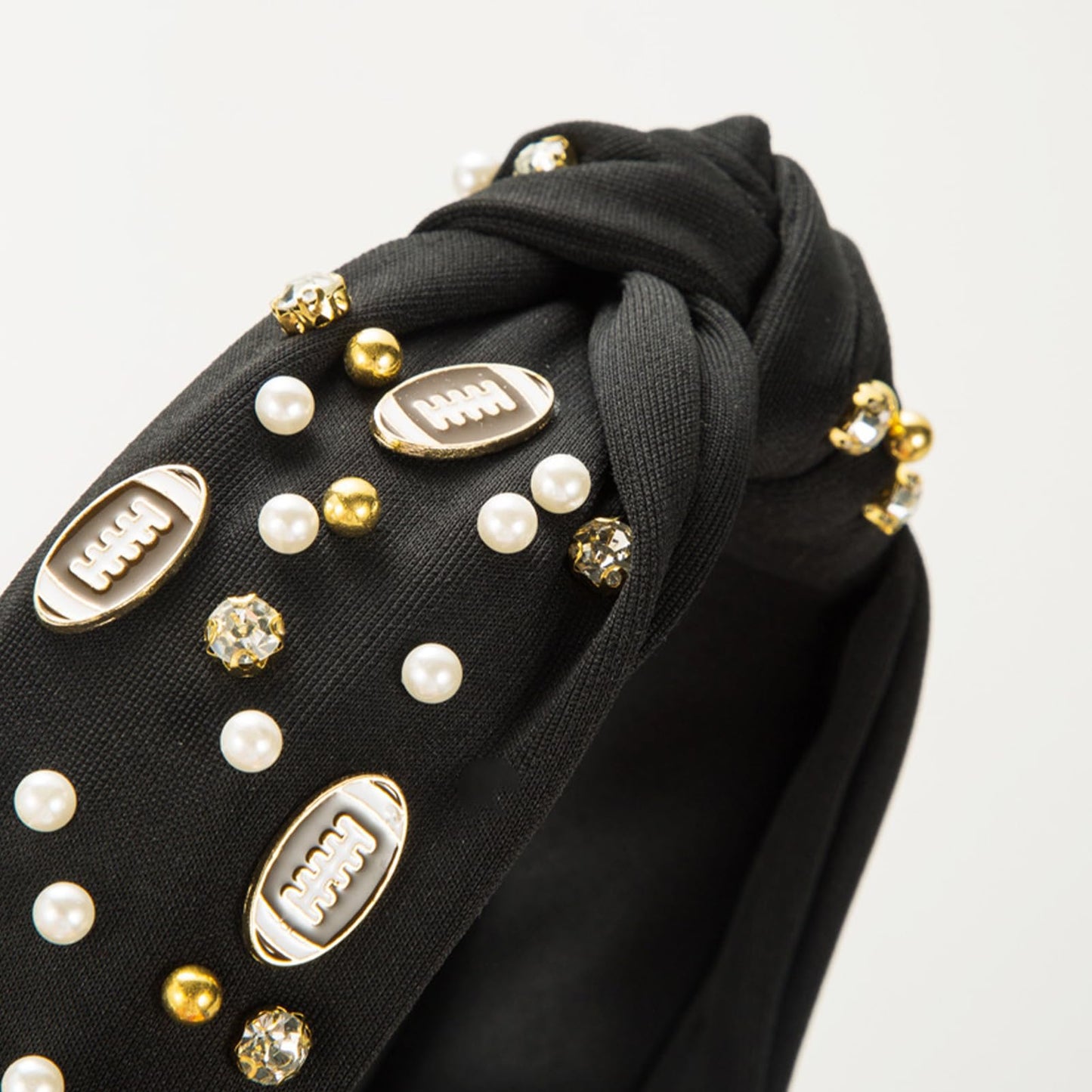 BLACK GAMEDAY BEADED HEADBAND