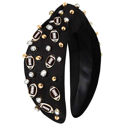 BLACK GAMEDAY BEADED HEADBAND