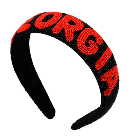 Georgia Beaded Headband Black