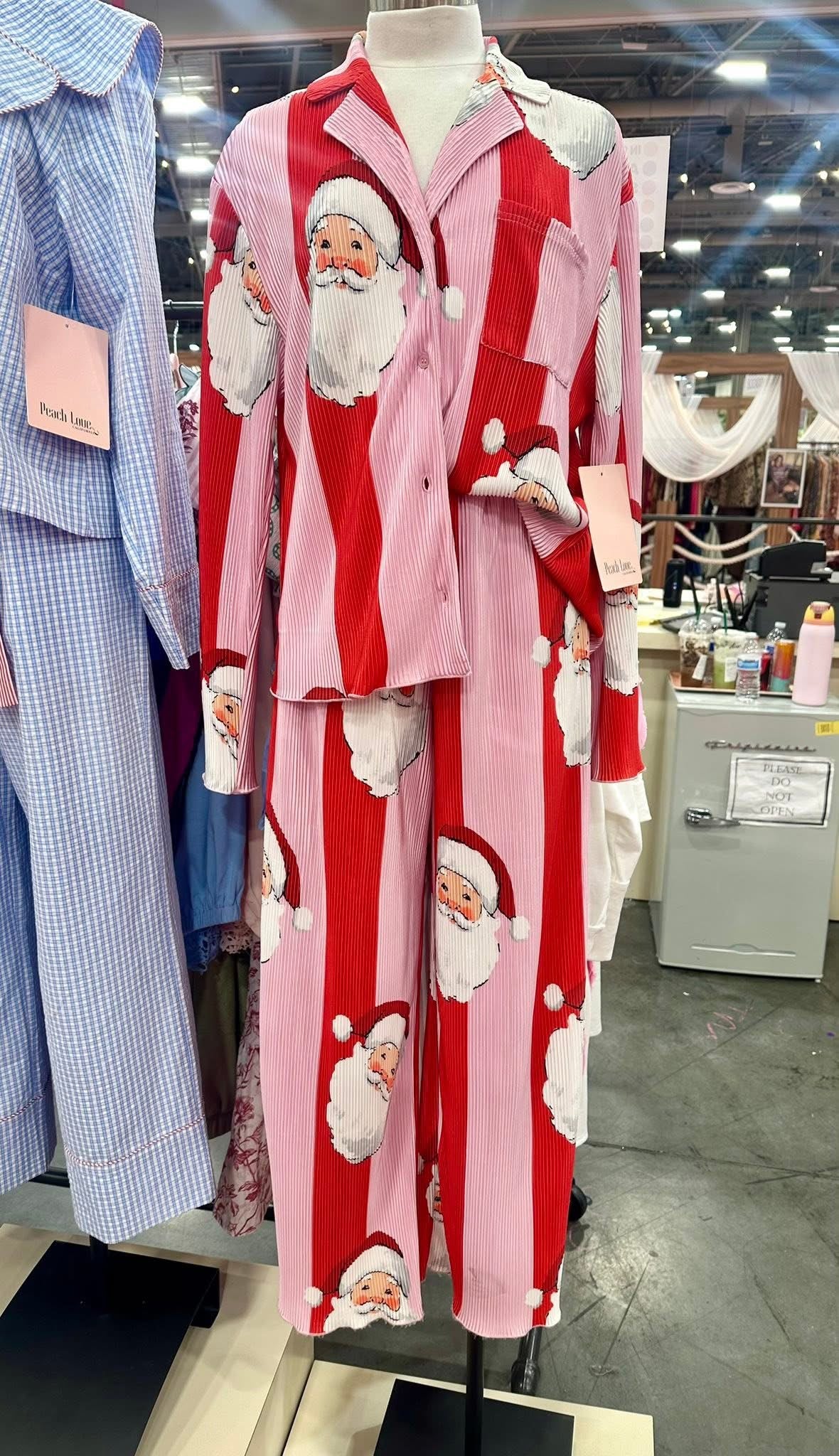 Pink and Red Santa Ribbed Set pajamas