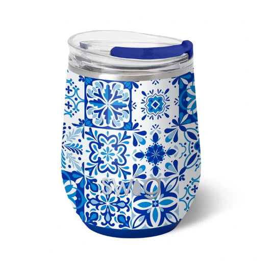 Indigo Tiles Stemless Wine Cup 12oz