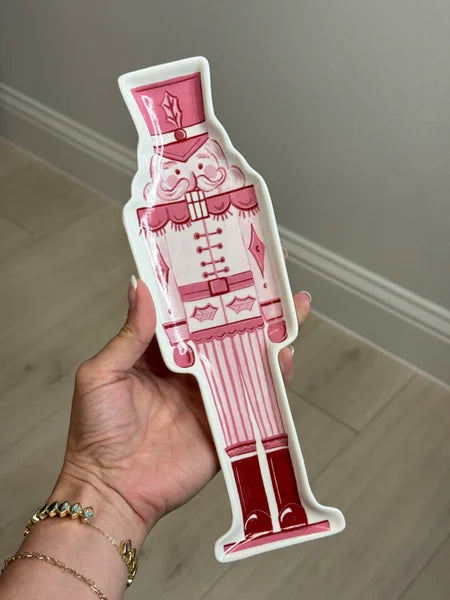Stoneware Nutcracker Shaped Plate | Pink