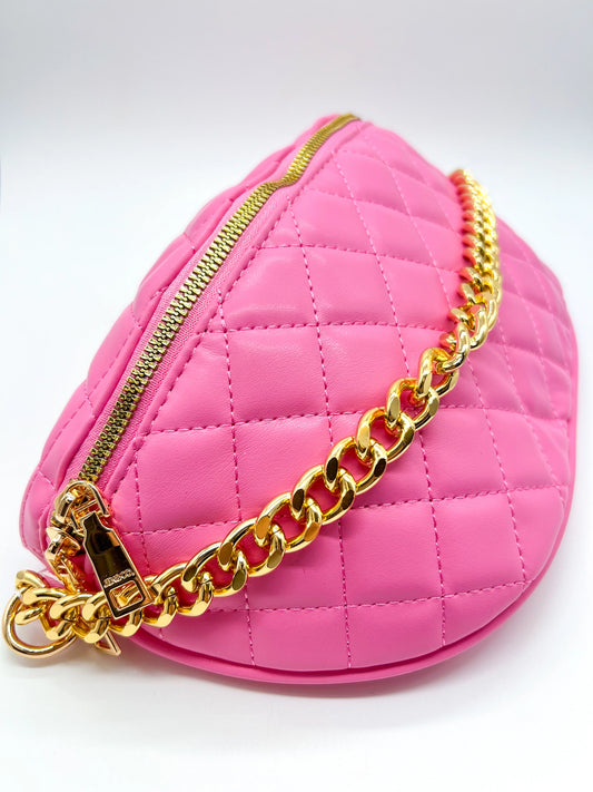 Sylvie Quilted Belt Bag in Bublegum