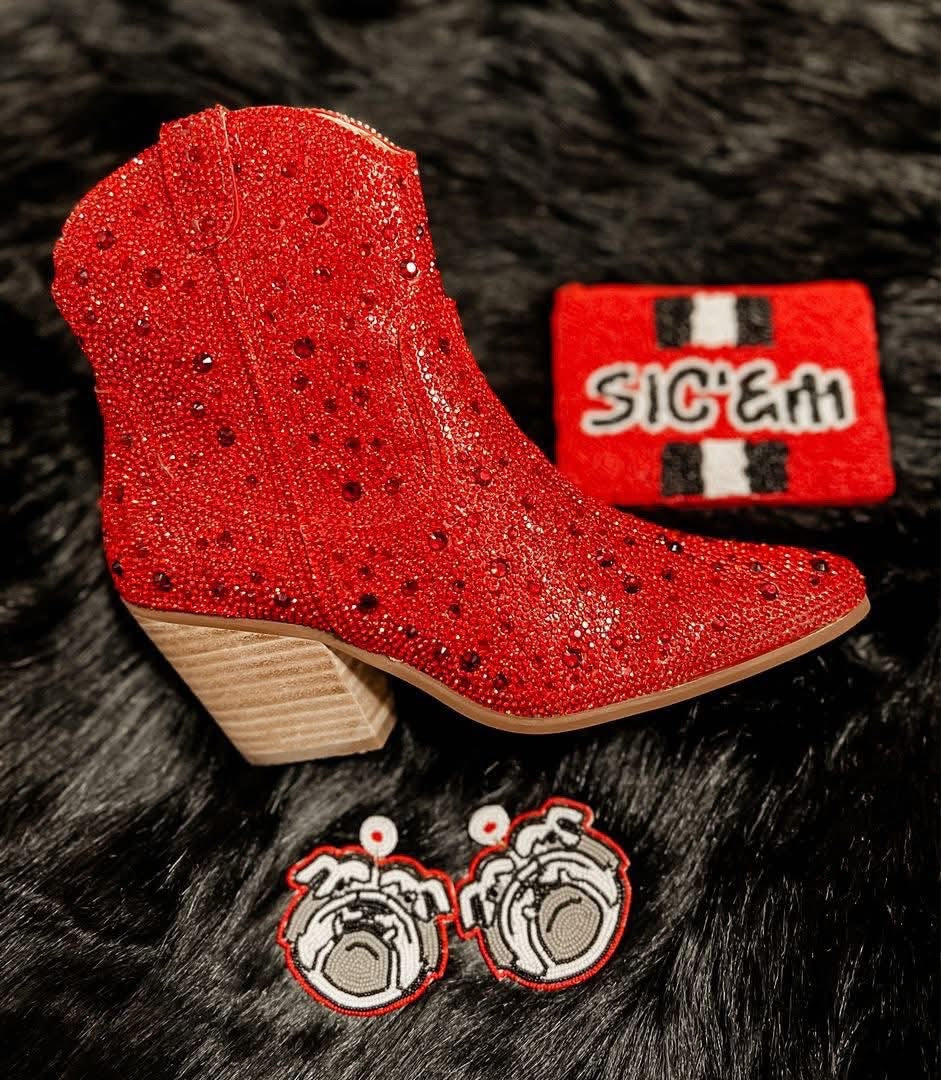 Harlem Red Rhinestone Boots