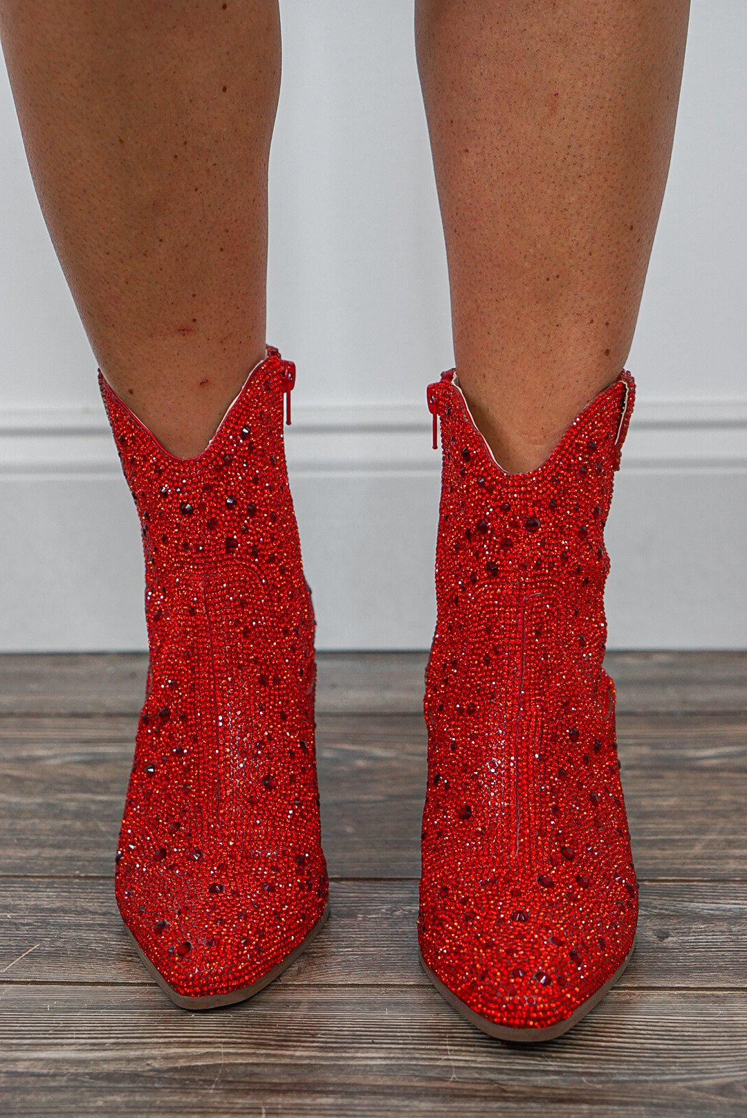 Harlem Red Rhinestone Boots