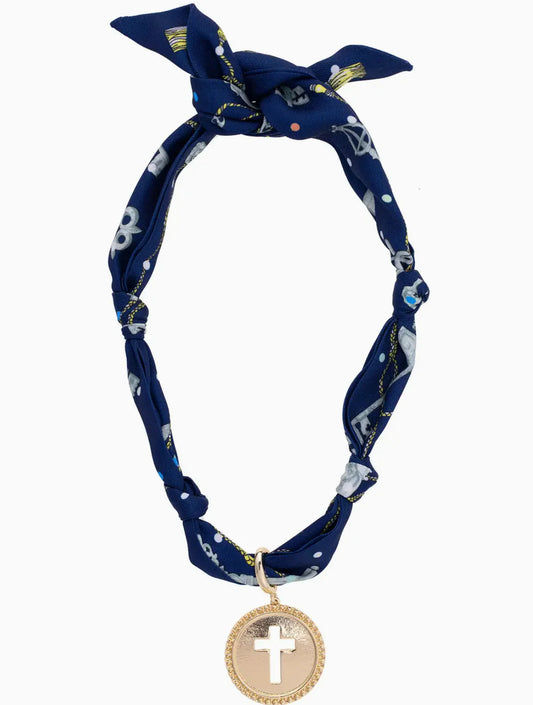 Elodie Navy Scarf Necklace