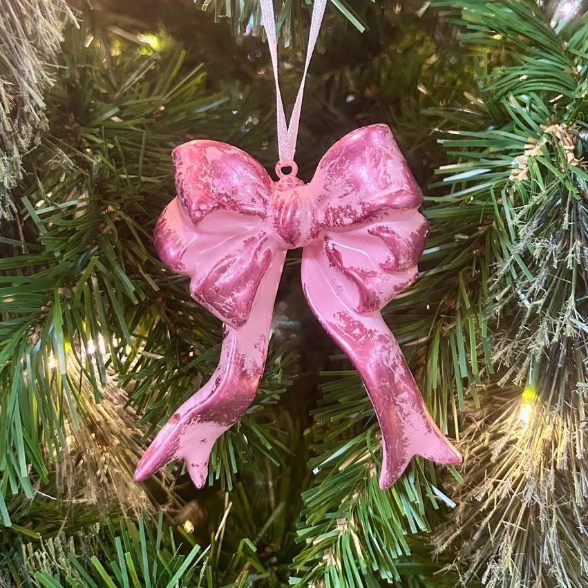 Pink bow ornaments