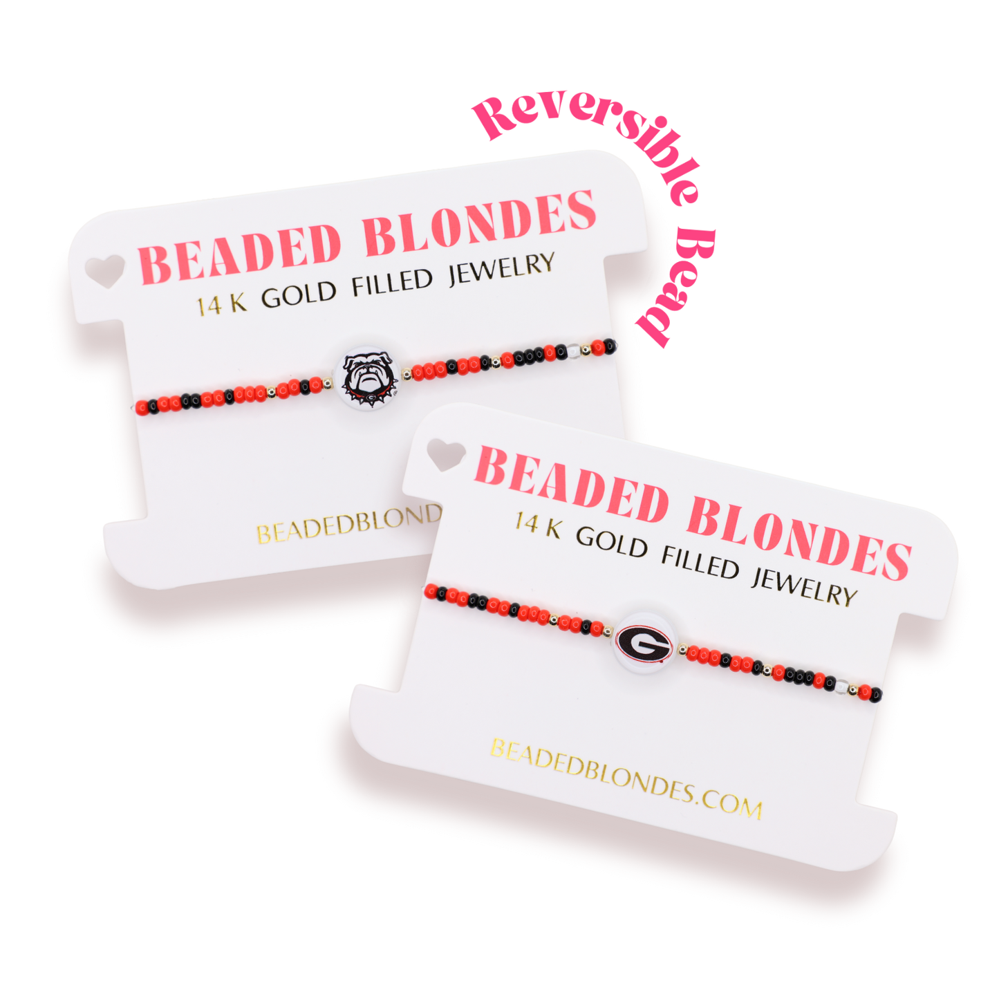 Beaded Blondes Georgia Logo Flip Bracelet on Color (extended Size)