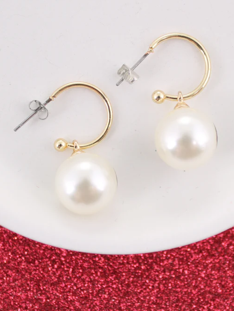 Georgia Logo Pearl Earrings