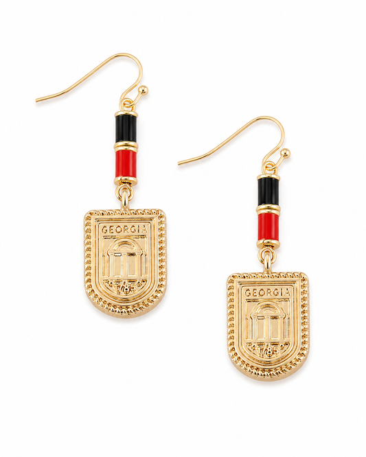 UGA Arch Enamel Gold Earrings