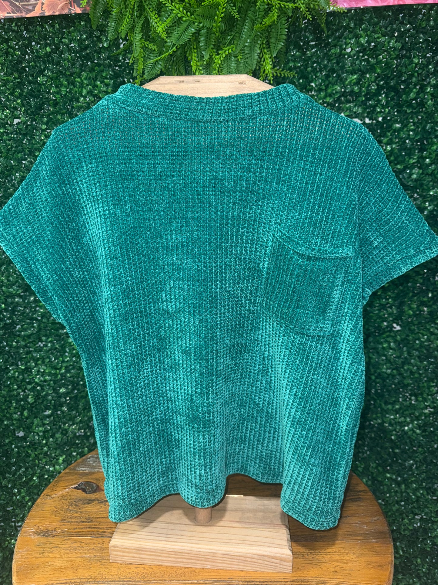 Chenille Waffle Short Sleeve Sweater