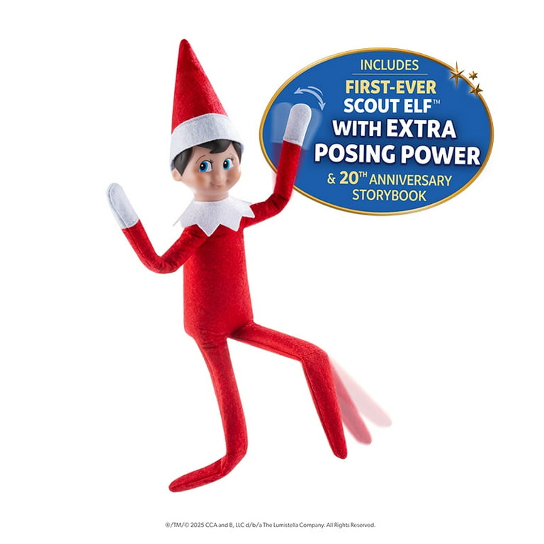The Elf on the Shelf 20th Anniversary Scout Elf – Boy with Blue Eyes, Posable Christmas Elf and Storybook