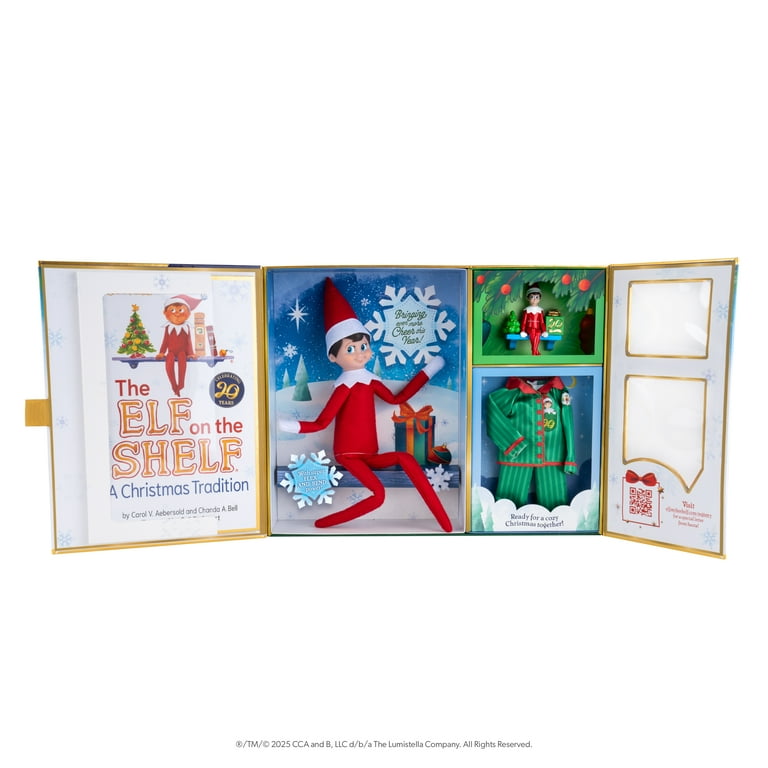 The Elf on the Shelf 20th Anniversary Scout Elf – Boy with Blue Eyes, Posable Christmas Elf and Storybook