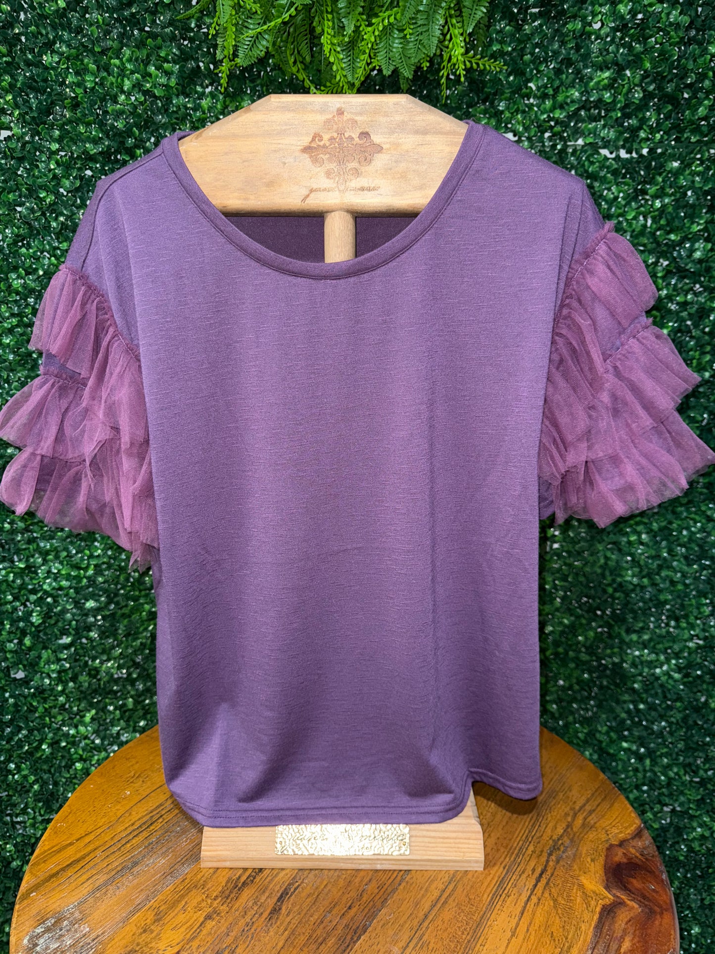 Bibi Ruffle Plum Top