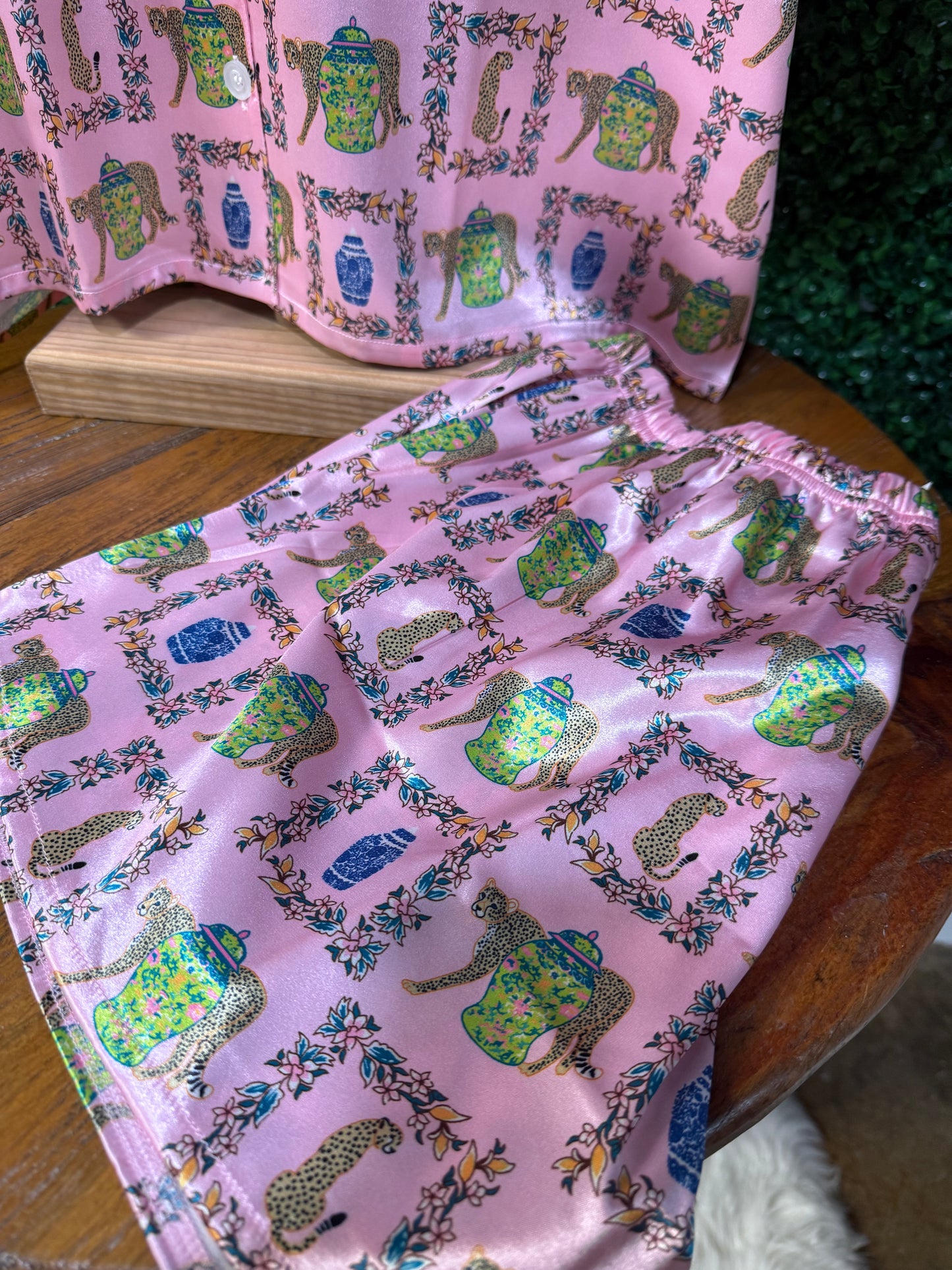 The Purrfectly Pink Satin PJ Short Set