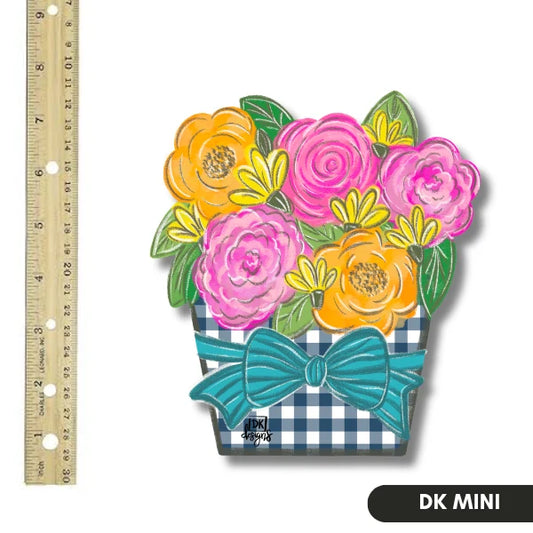 Gingham Flower Jar DK Mini