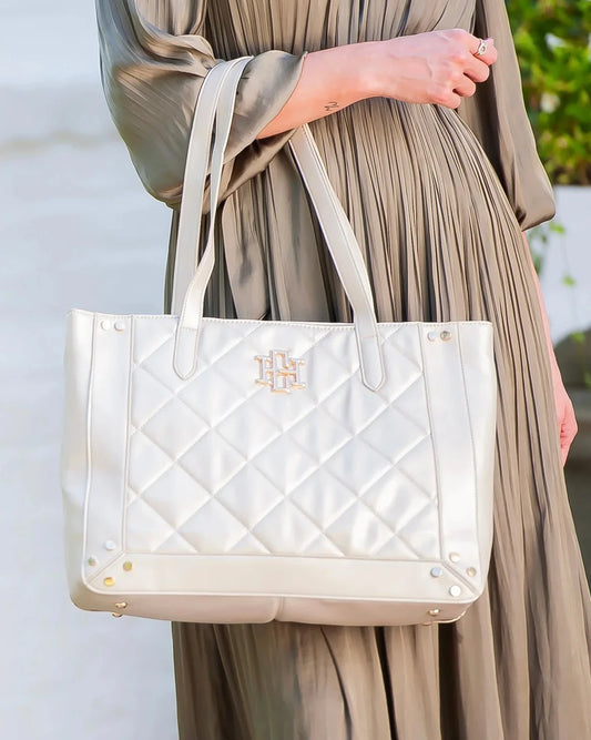 Sophie Zippered Tote Pearl by Caroline Hill